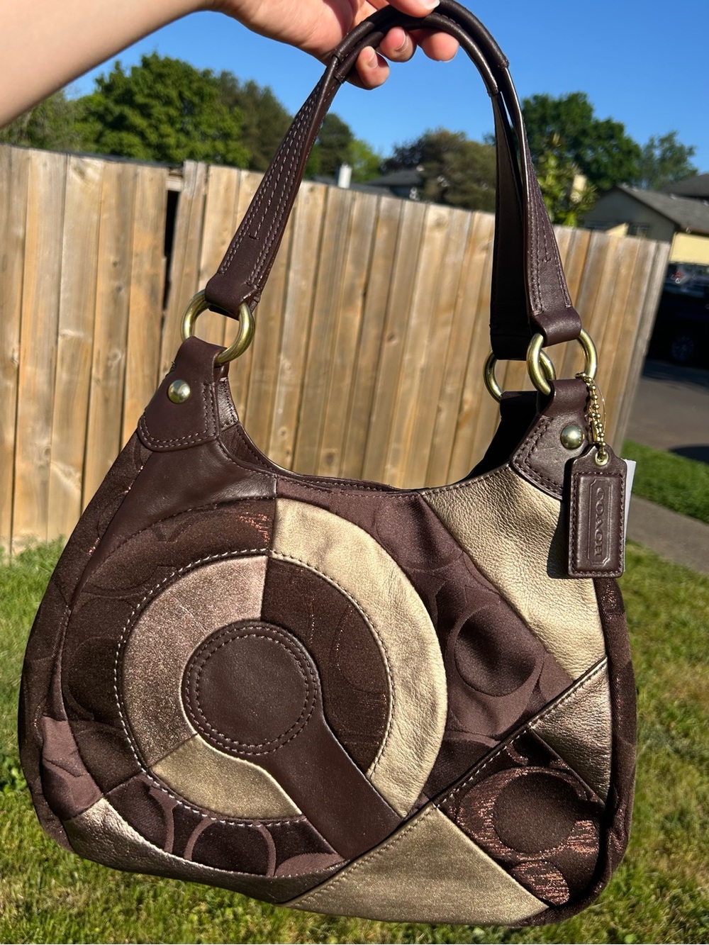 Rare Vintage Coach Signature Optic Patchwork Hobo Shoulder Bag with the DustBag!